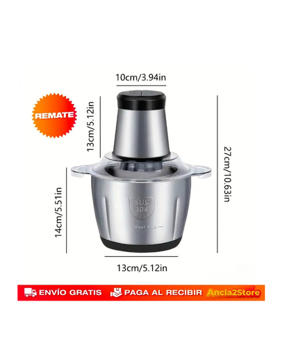MOLINO PICADOR ELÉCTRICO DE ACERO INOXIDABLE 2L