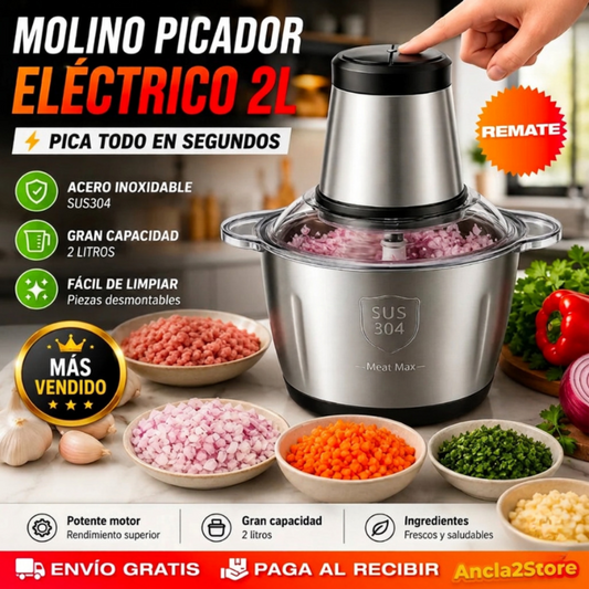 MOLINO PICADOR ELÉCTRICO DE ACERO INOXIDABLE 2L